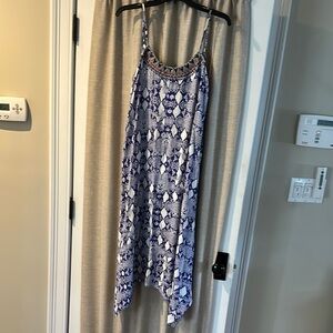 Aqua Blue and White Patterned Dress, Size Small.